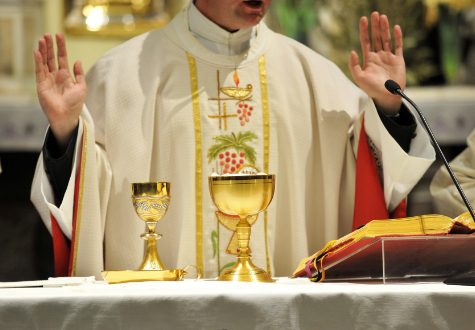 A Catholic priest performing mass