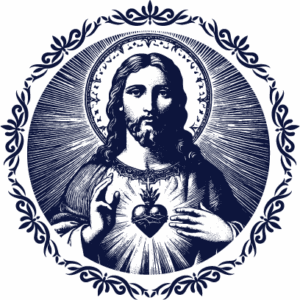 Sacred Heart Jesus with Laurel Blue BLue Sacred Heart Jesus with Laurel Blue BLue