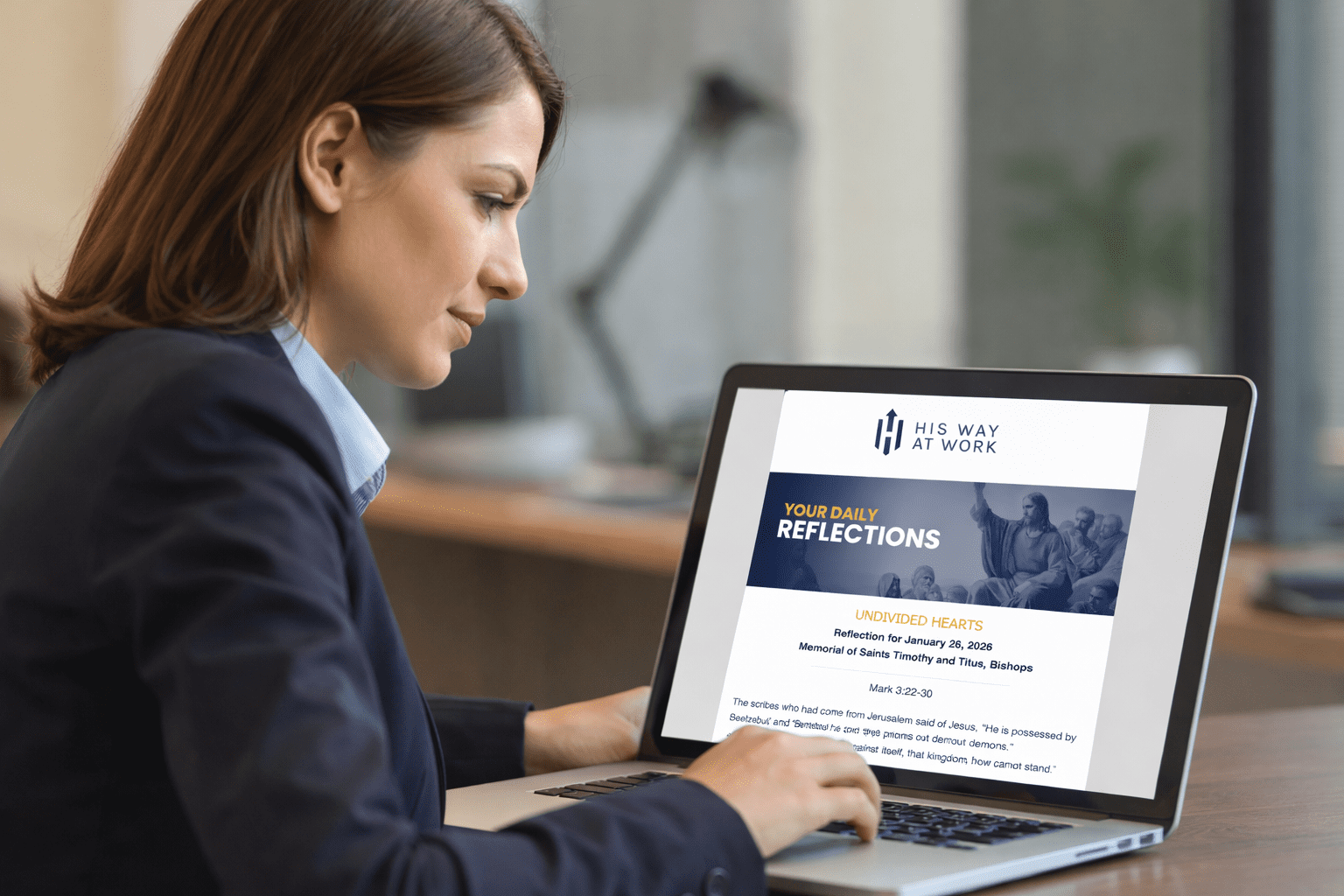 business woman viewing reflections