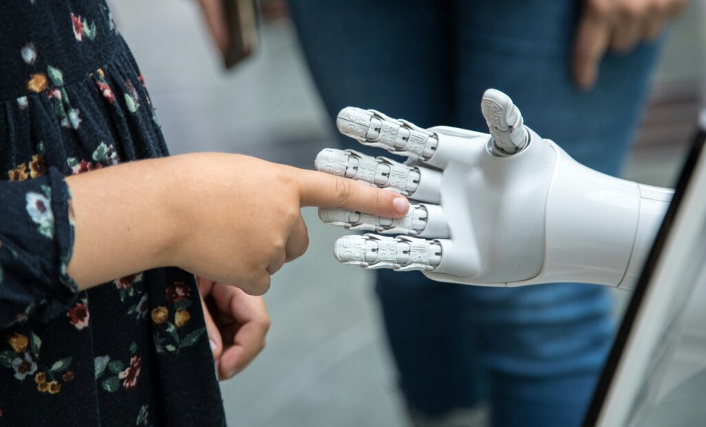 Human and robot hand
